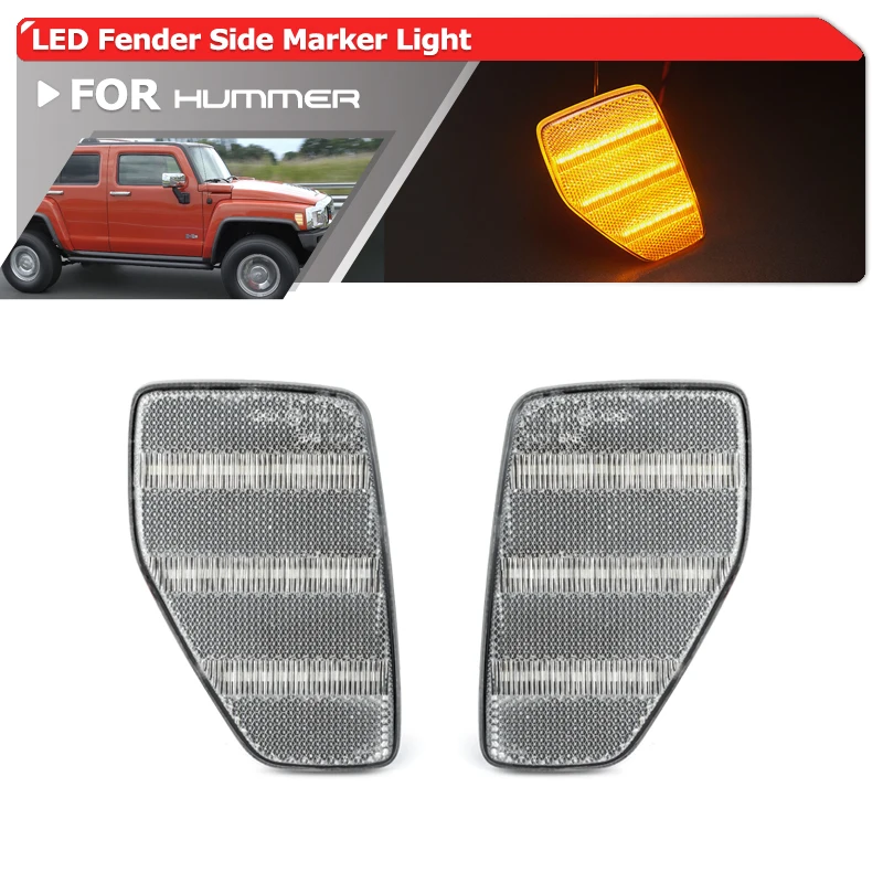 

2x Fits For Hummer H3 2005/2006-2010 H3T 2009-2010 Bumper Strip Style Led Side Marker Lights Amber Fender Flare Lamps