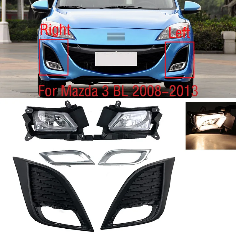 Car Accessories Front Bumper Fog Light Lamp For Mazda 3 M3 BL 2008-2013 Foglight Foglamp Cover Frame Hood Bezel