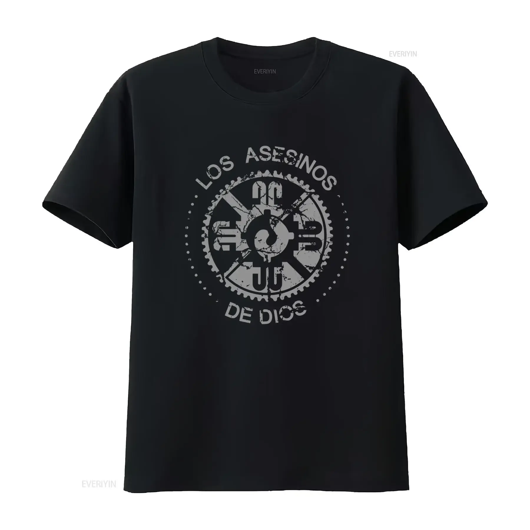 Los Asesinos De Dios Mayans Club Biker Rocker Fun Mc Symbol Sign Logo Camiseta Negra Vintage Lavada Elástica