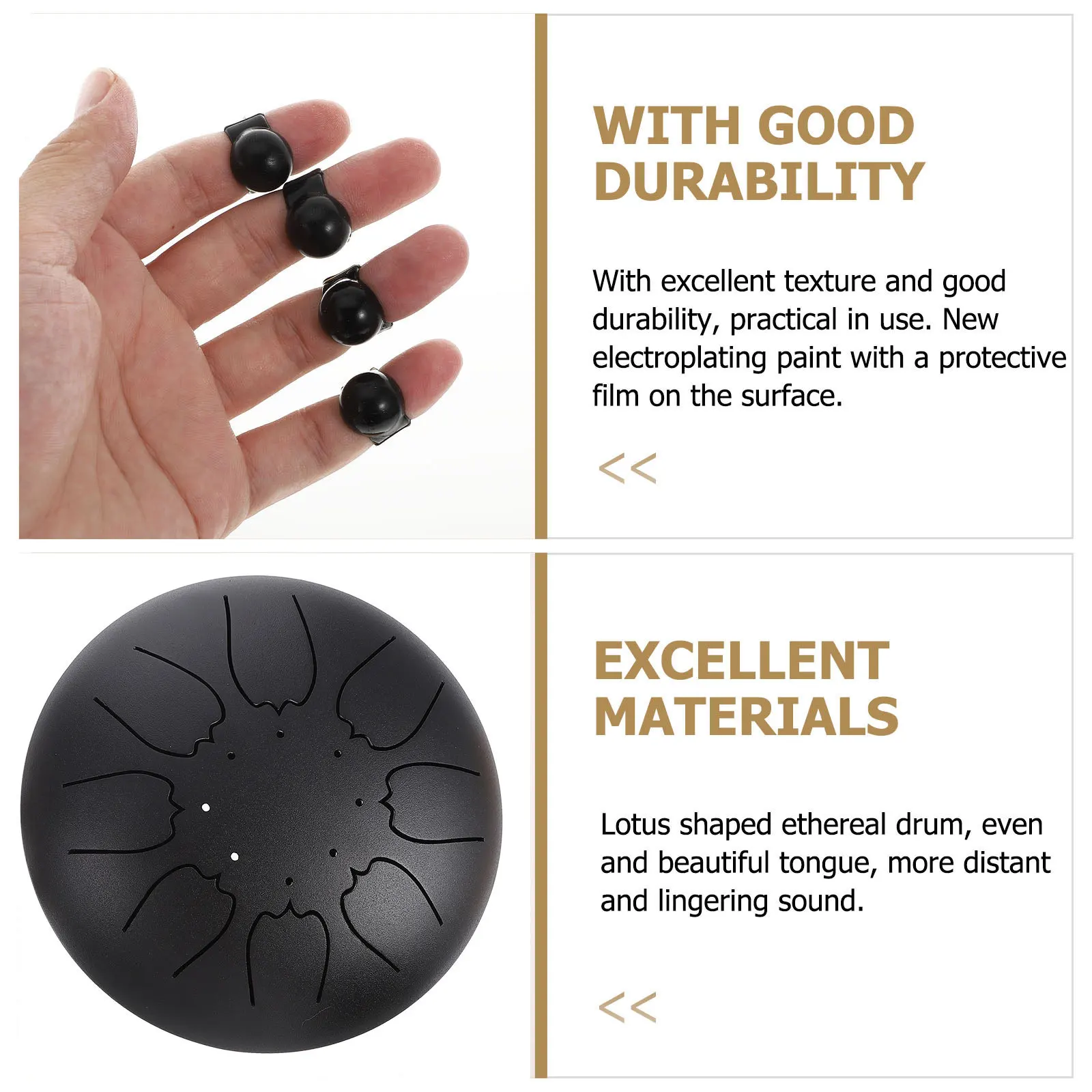 

1 Set Ethereal Tongue Drum 8-Tone 6-Inch Portable Hand Drum Set for Music Education Yoga Meditation with Drumsticks Finger Cots