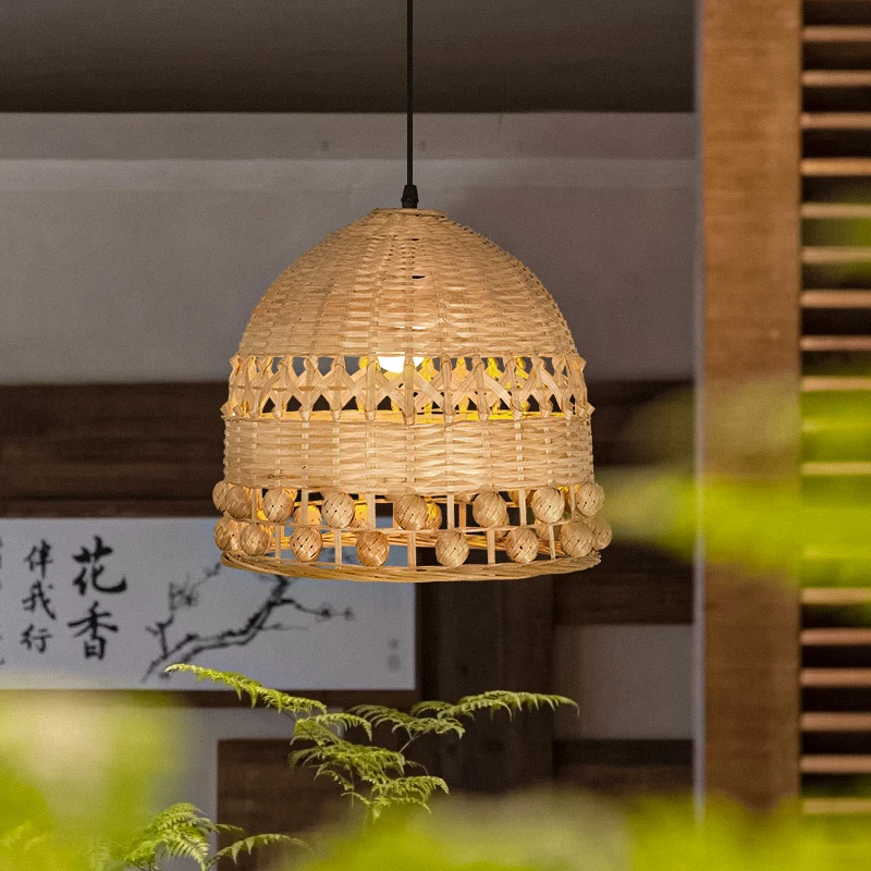 

Bamboo chandelier restaurant Tea room Hot pot shop Imitation retro weaving lampshade Creative art B & B Bamboo art lantern