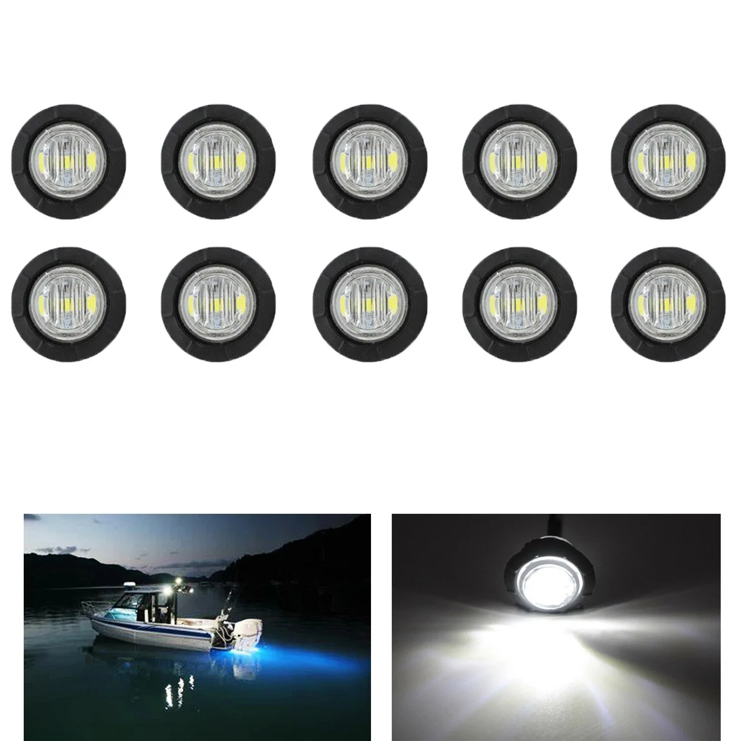 

10pcs Marine Boat LED Deck Courtesy Lights Waterproof Blue Amber Green Red White Stern Transom Light