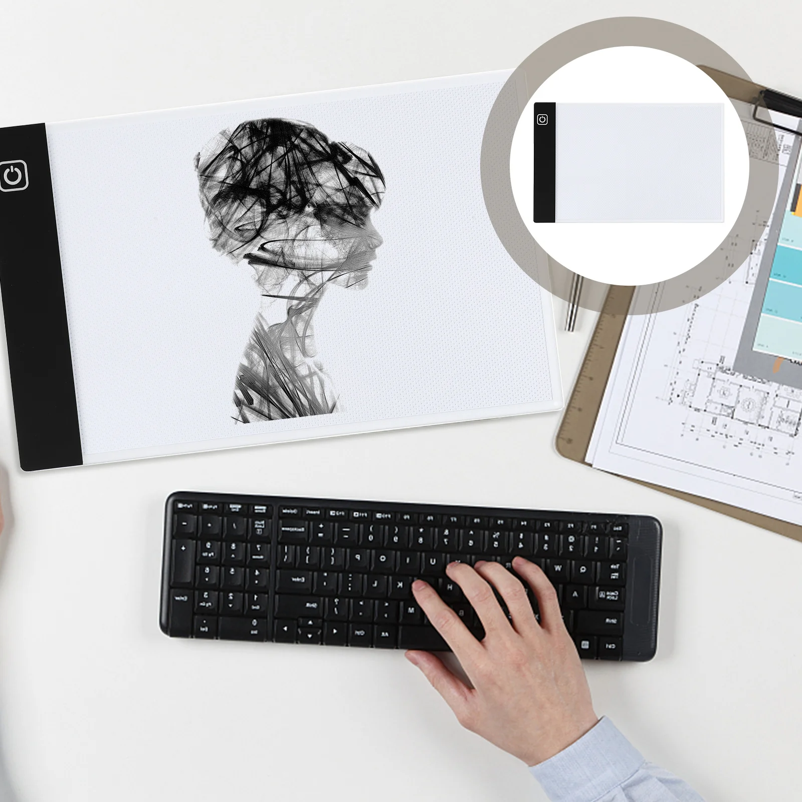 Tablica kreślarska formatu A5, prosta tablica świetlna dla uczniów, do szkoły i domu, trzy poziomy ściemniania, ładowanie USB, tablica LED do kopiowania.