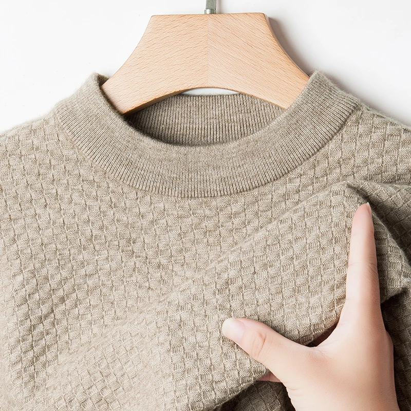 Men's Autumn Winter Long Sleeves Knitwear Keep Warm Round Neck Jacquard Exquisite Sweater Leisure Versatile Men's Clothing Tops