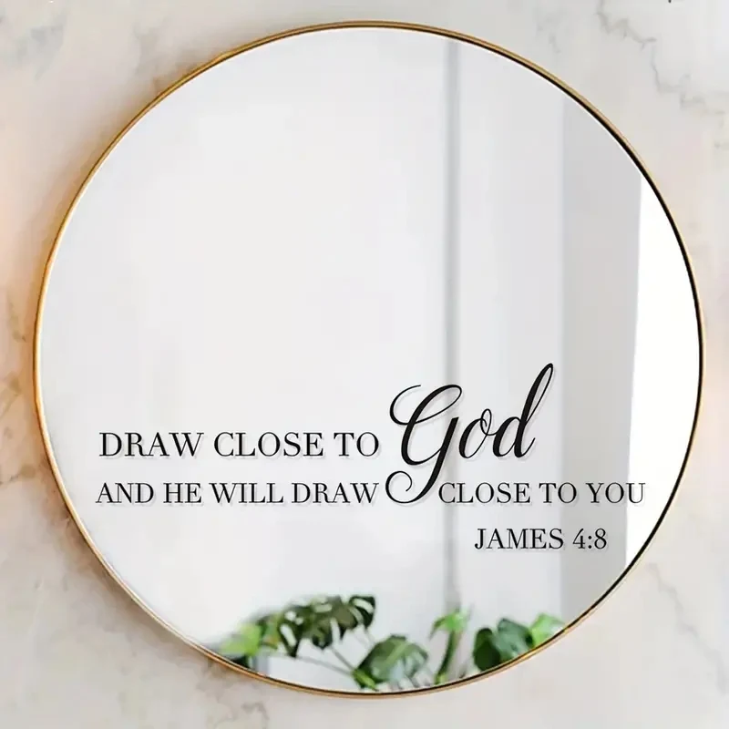 1pc Creative Wall Sticker, Bible Verse Slogan Print, Self-Adhesive Wall Sticker For Bathroom, Bedroom, Living Room, Mirror Decor