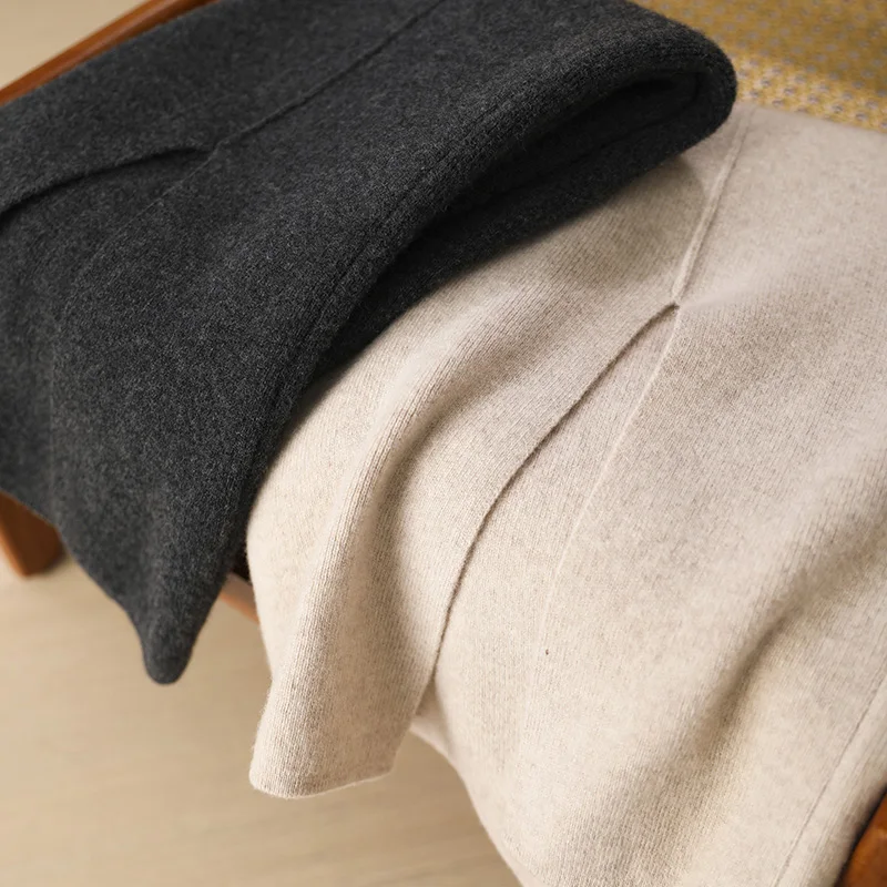 Falda acampanada de calidad para mujer, 100% de lana merina, prendas de punto, exquisita elegancia, dobladillo inferior, cintura elástica suave, lisa, Otoño Invierno