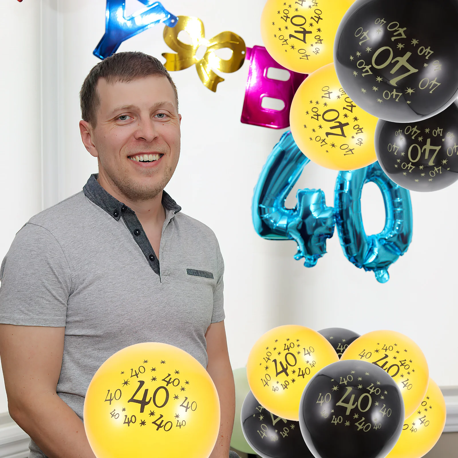 

20 Pcs Birthday Balloons Latex Happy Commemorate 40th for Women Party Supplies Emulsion Funny Festival
