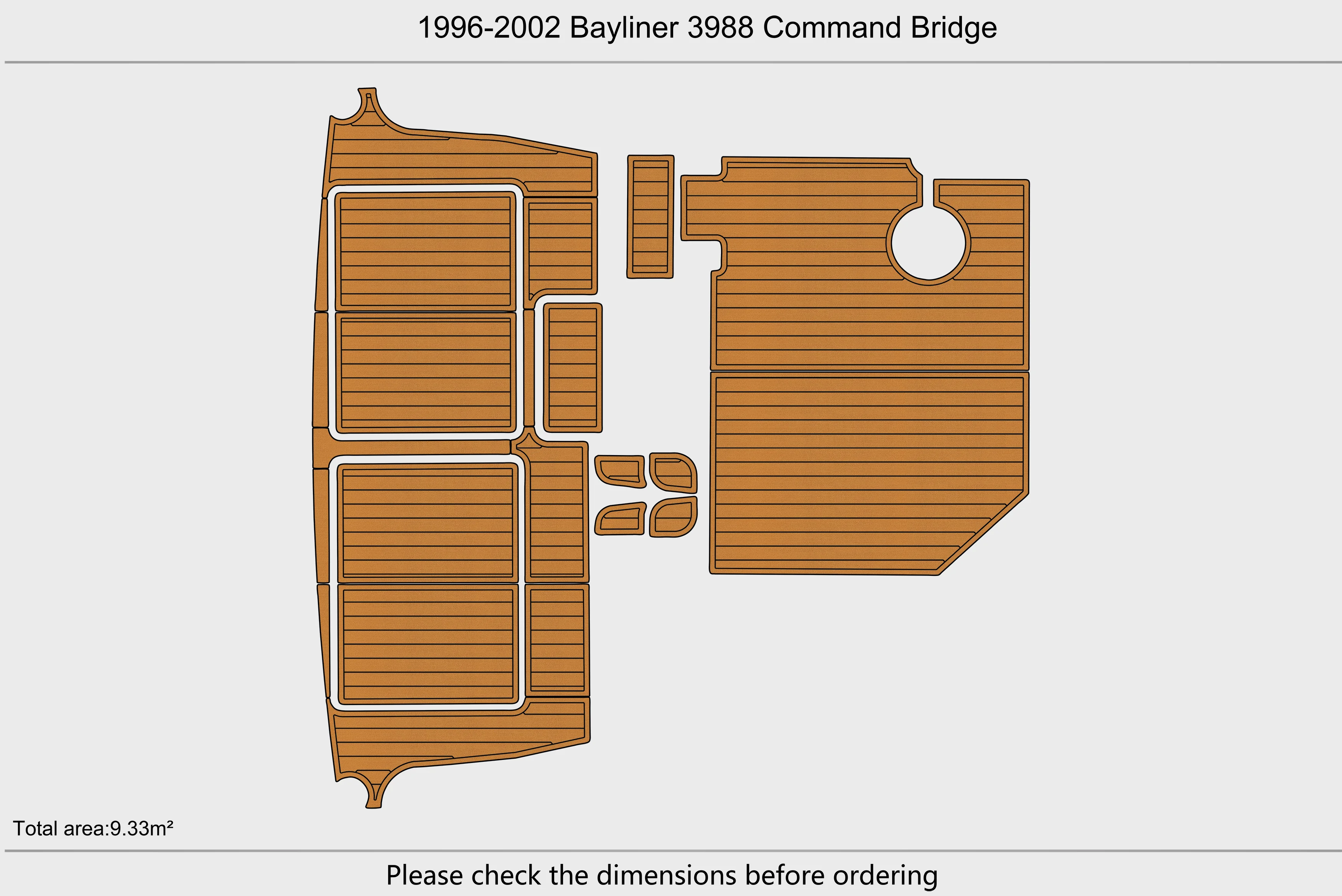 Eva foam Fuax teak seadek marine floor For 1996-2002 Bayliner 3988 Command Brid Cockpit Swim platform bow 1/4