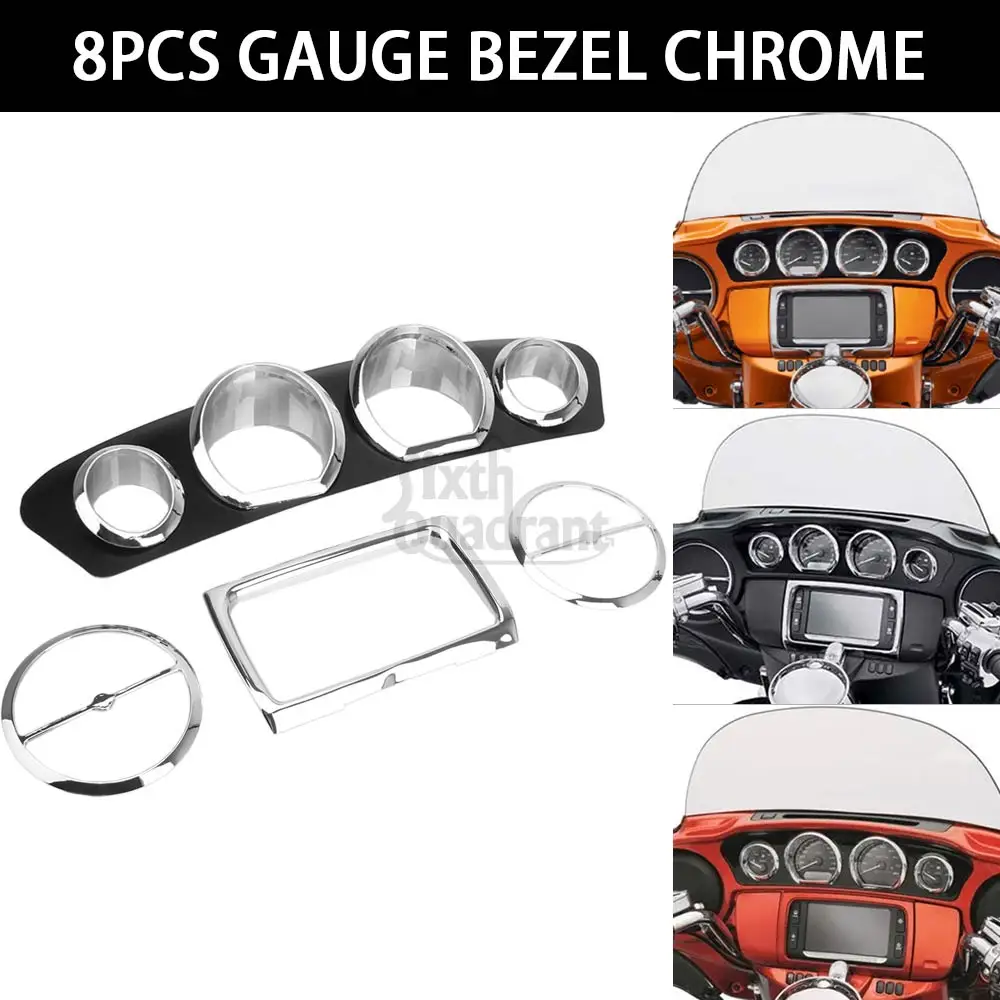 

Motorcycle Part Chrome Inner Fairing Trim Gauge Radio Trim Bezel For Harley 2014-later Electra Glide Street Glide Ultra Limited
