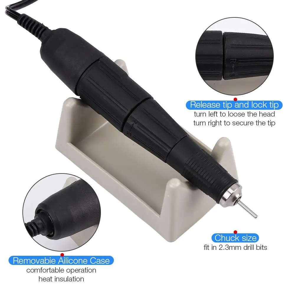 PYPILOVE STRONG 204 Dental Manicure Machine Set 35000RPM Electric Nail Drill Handle Polishing Jewelry Tool Nail File Pedicure