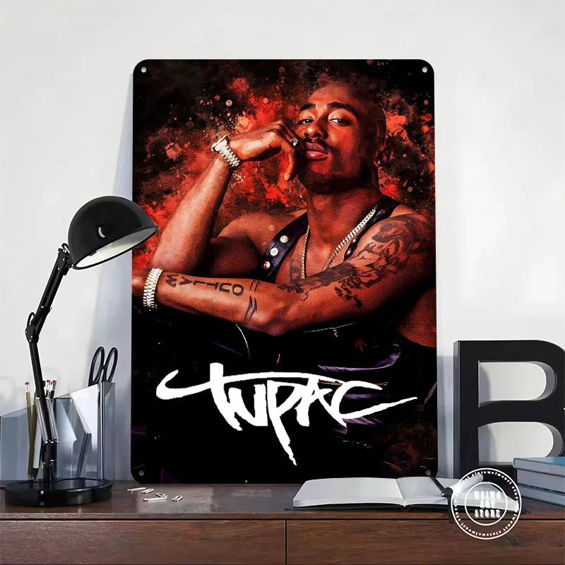 Tupac Shakur Portrait 3D Texture Metal Poster Customized Wall Art Tin Sign Gift for Mancave Decoration Room Decorating Interior