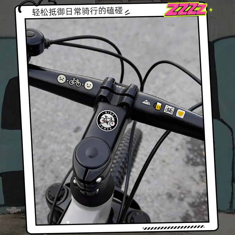 Mixed Inspirational Chinese Text Bicycle Frame Sticker Waterproof Vinyl DIY Road MTB Bike Decal Happy Face Heart Cycling Sticker