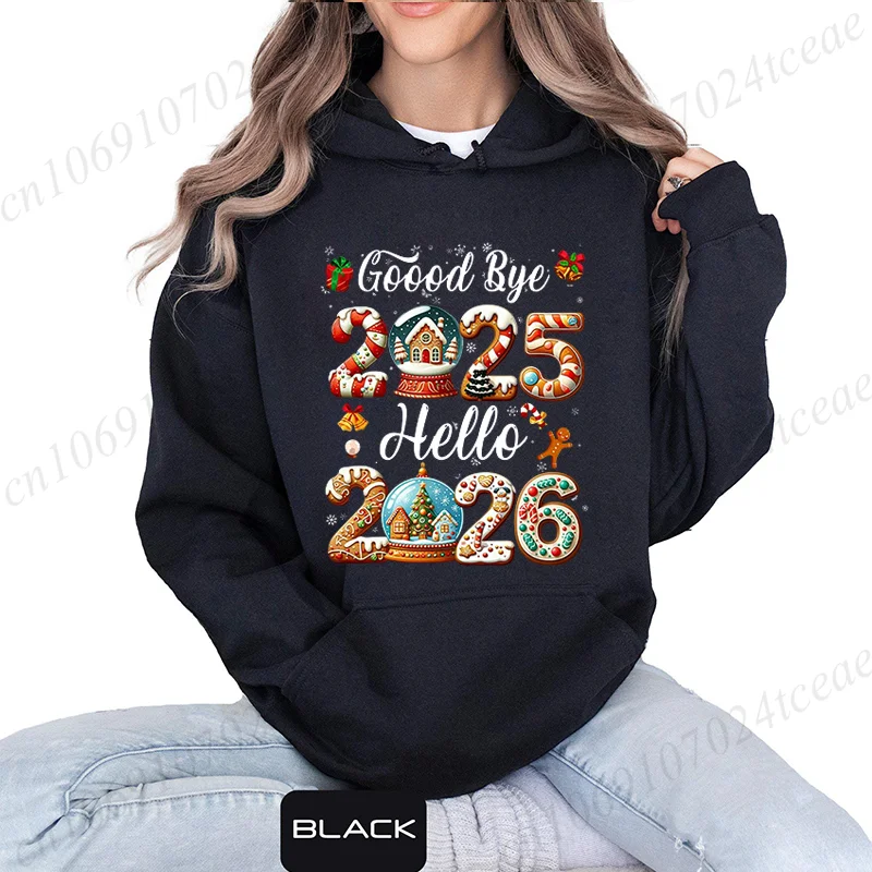 

Женские толстовки с капюшоном, толстовки Good Bye 2025 Hello 206, толстовки с капюшоном «Merry Christmas», толстовки «С Новым годом», топы для семейных праздников