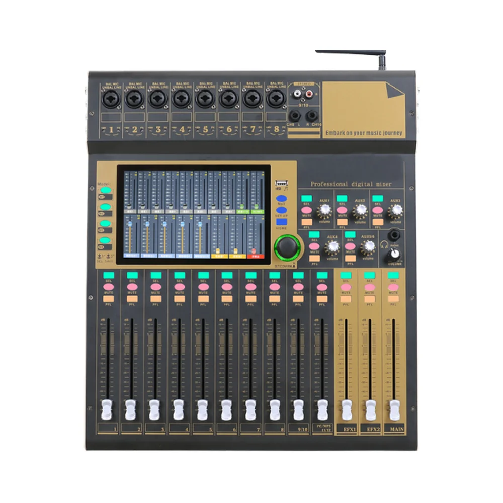 

Профессиональный 7-дюймовый цифровой аудиоконсольный микшер с сенсорным экраном, 12 и 16 каналов для сценического звукового микширования, улучшенное оборудование
