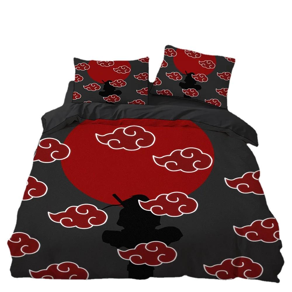 Akatsuki Bedding Set Anime N-NarutoS Bedding Set Bedding Set Hot Anime Duvet Cover Children Teenagers Bedroom Decoration