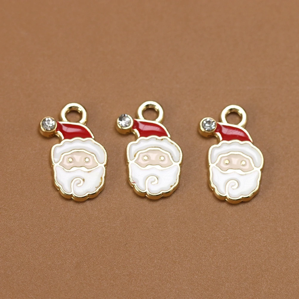

10 Pcs Santa Claus Headdress Fashion Pendant Alloy Charm Jewelry Making Pendants Cartoon Charms Colorful