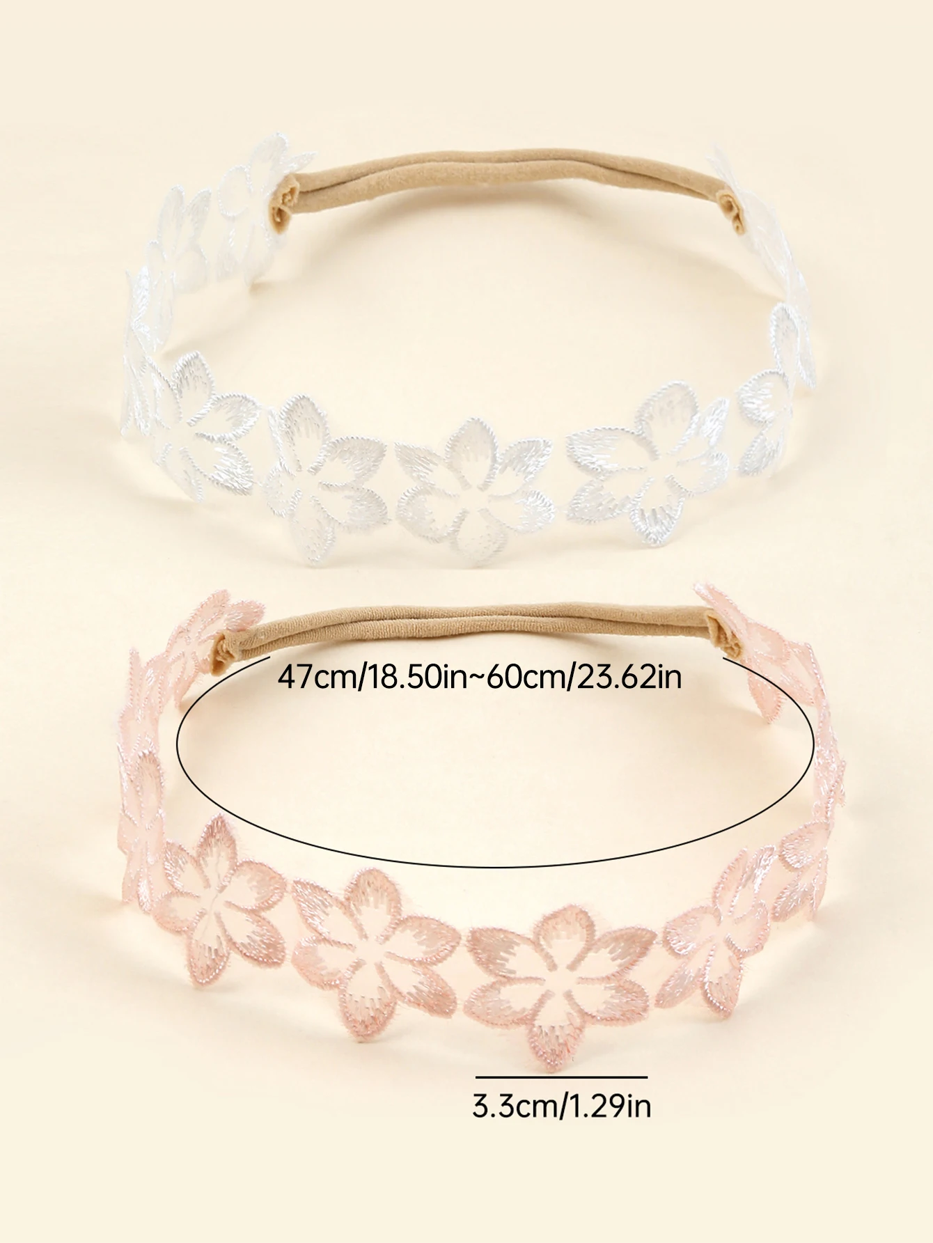 2pcs Baby Flower Decor Polyester Hair Band Wedding Party Lace Headband Elastic Flower Headband Baby Headwear Hair Accessories