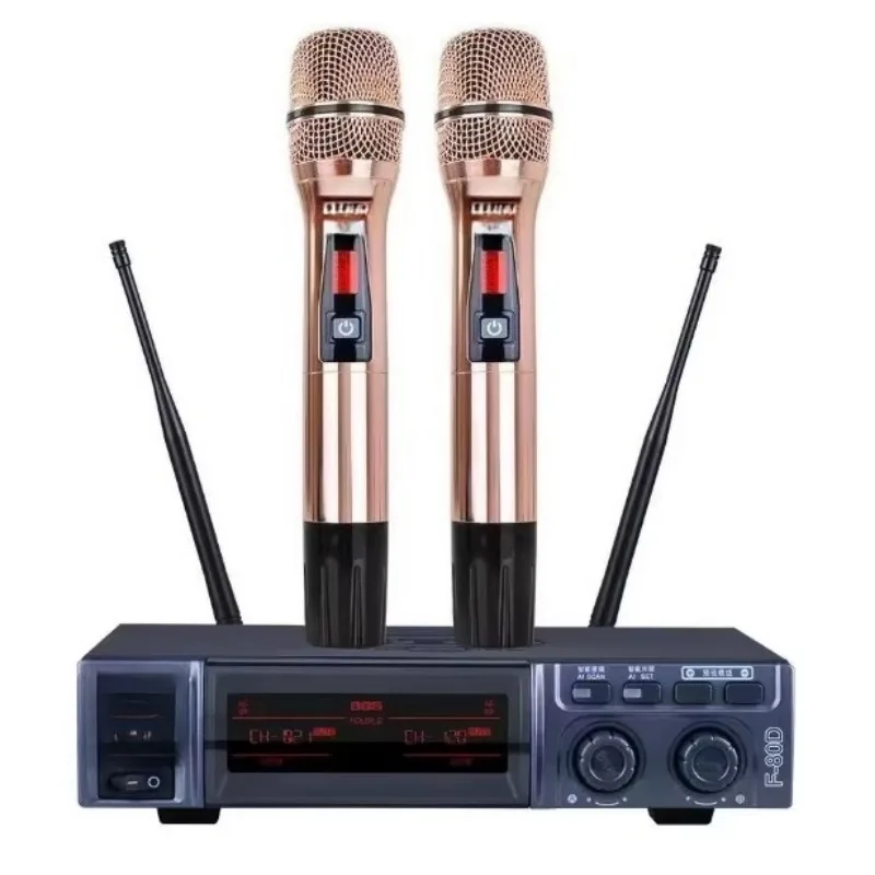 Wireless Microphone System 200 Channels 50m Range Dynamic Handheld Mic for KTV Stage