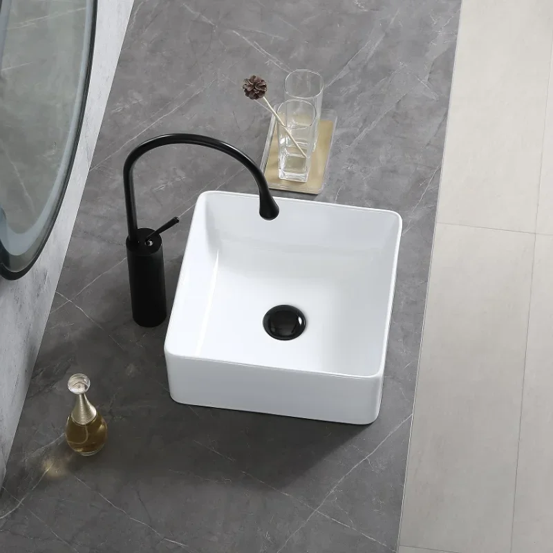 Modern White Bathroom Sink Luxury Bathroom Fixtures Square Wash Basin Family Round Kitchen Sink Toilet Wash Sink