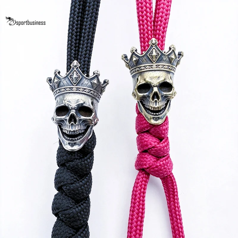 Crown Skull Head Brass Knife Beads EDC DIY Paracord Woven Bracelets Lanyard Pendants Accessories Outdoor Tools Hangings Charms