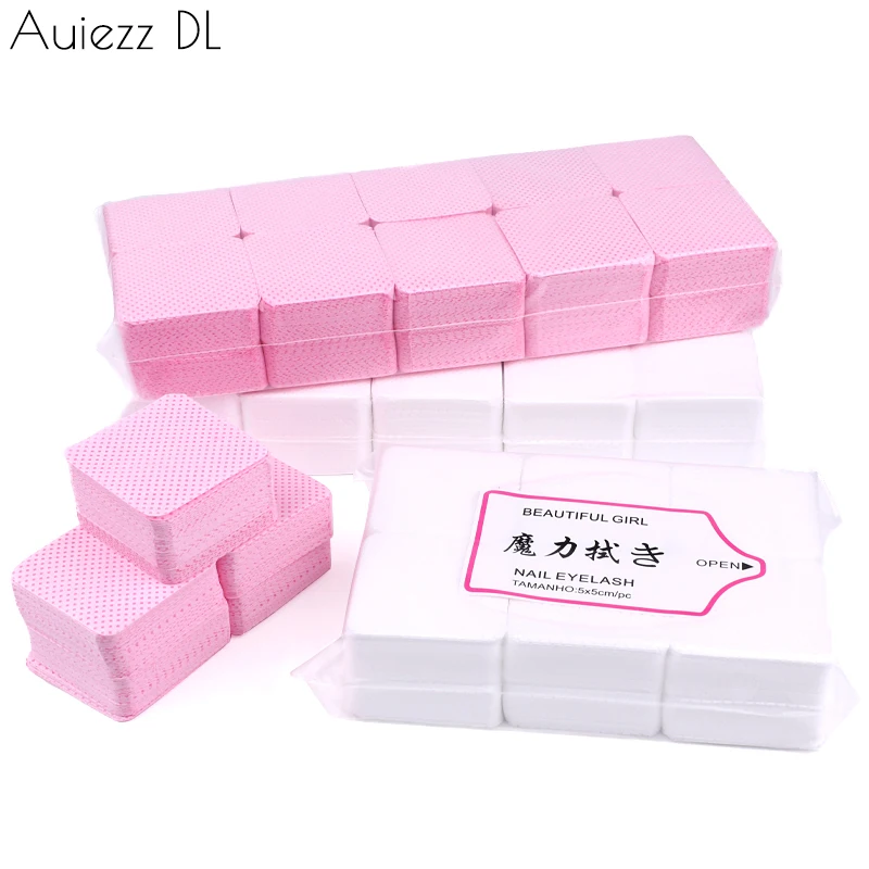 

1000Pcs/Pack Lint Free Nail Polish Remover Pads Soft Cotton Pink White Napkins Absorbable Glue Powder Cleaning Wipes Manicure