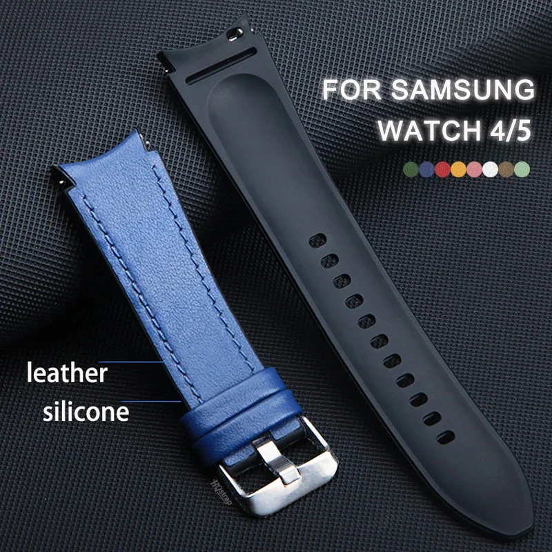 No Gaps Silicone Leather Strap for Samsung Watch 6 5 4 40mm 44mm Watch Band for Samsung Galaxy Watch5 Pro Classic 42mm 46mm Belt