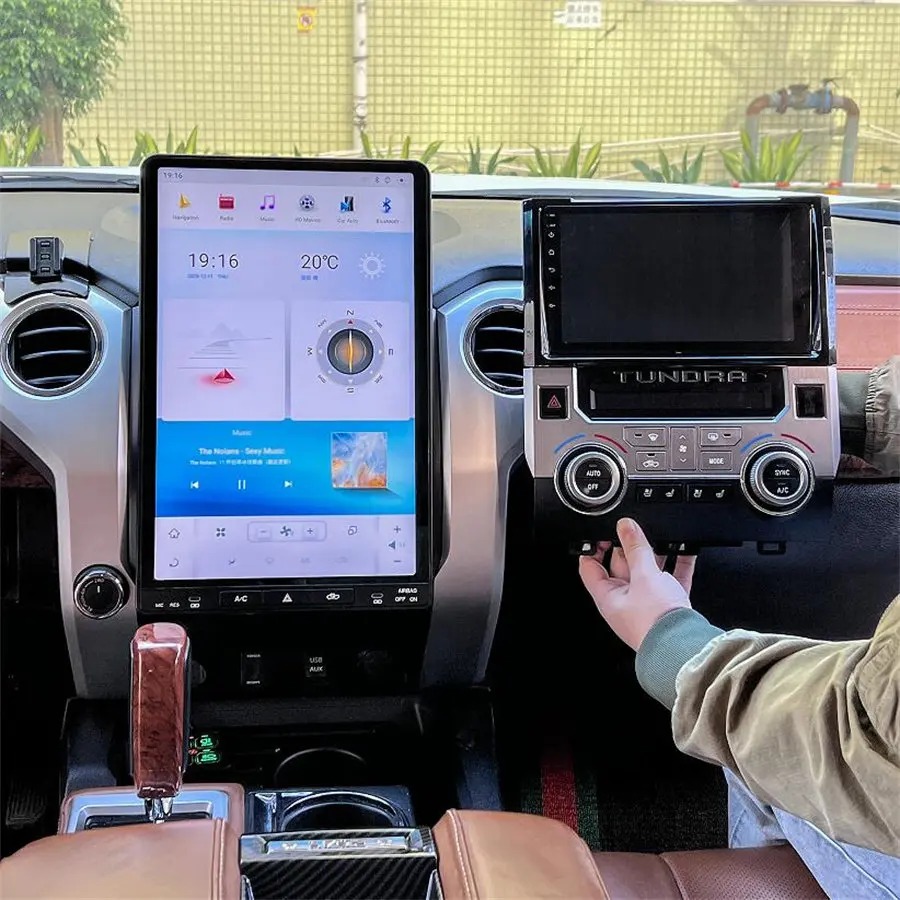 

Автомобильный радиоприемник для Toyota Tundra 2014-2020, 16,8 дюйма, вертикальный экран, 8-ядерный панорамный беспроводной Carplay Hicar, оригинальный вид сзади, совместимый