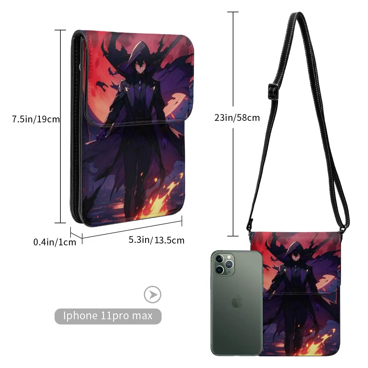 Anime Eminence In Shadow Crossbody Wallet Cell Phone Bag Shoulder Bag Cell Phone Purse Adjustable Strap