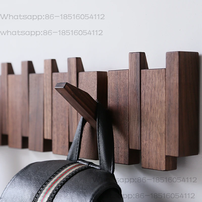 Clothes Hook Walnut Coat Racks Wall Hanging Wall Entry Door Porch Hanging Coat Rack Perforated Solid Wood Creative Piano Keys