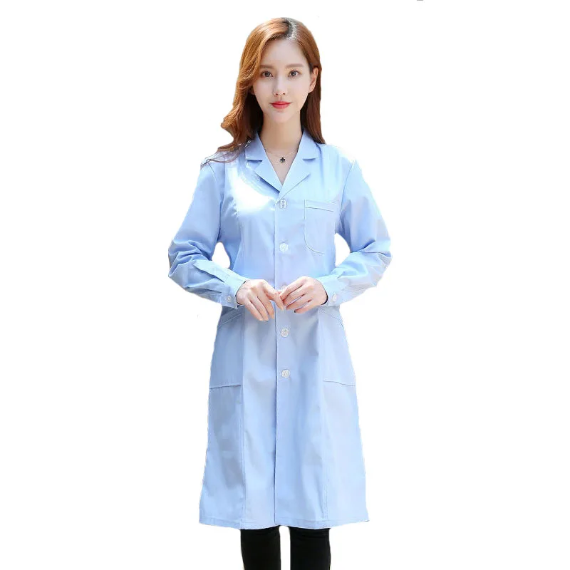 Unisex Long Sleeves Scrubs Lab Nurse Doctor White Coat Medical Uniforms Hospital Vet Overalls for Doctor Student