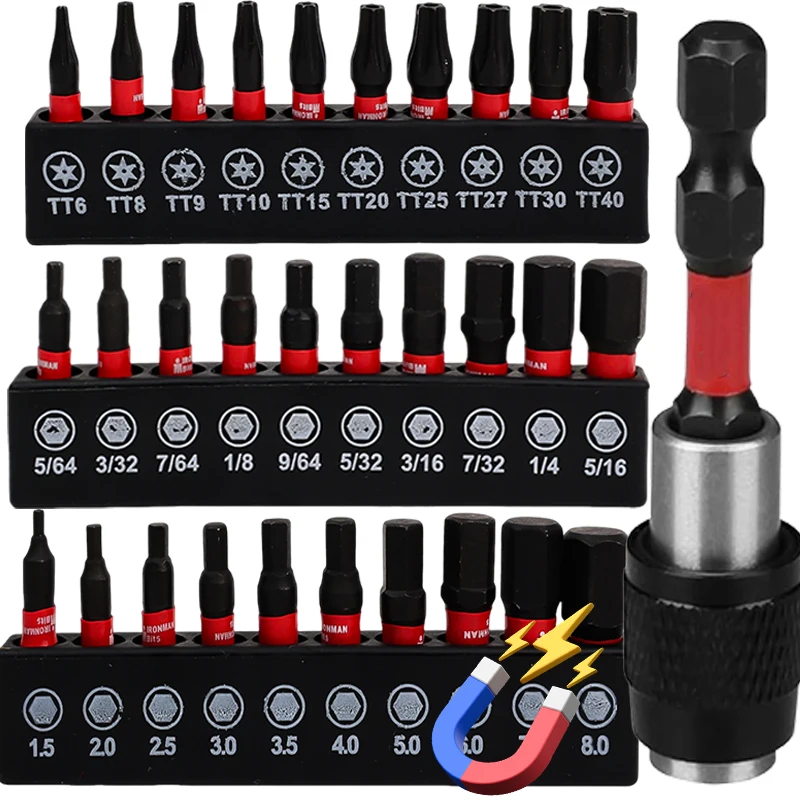 Impact Torx Drill Bit Set Hex Head Shank Magnetic Screw Driver Screwdriver Bits Wrench S2 Electric Drill Impact Socket Adapter