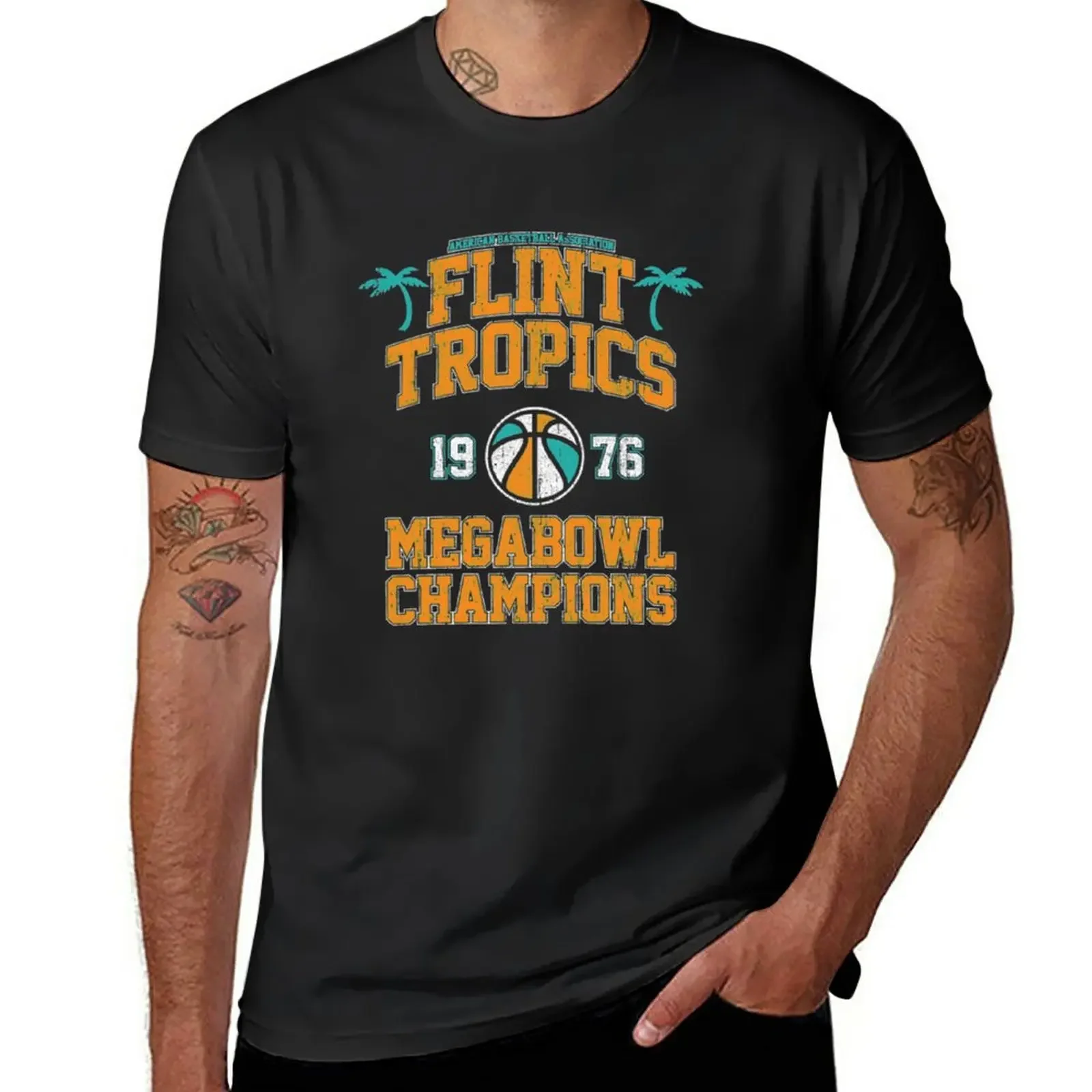 Flint Tropics Megabowl Champions T-Shirt quick drying blacks heavyweights men t shirt