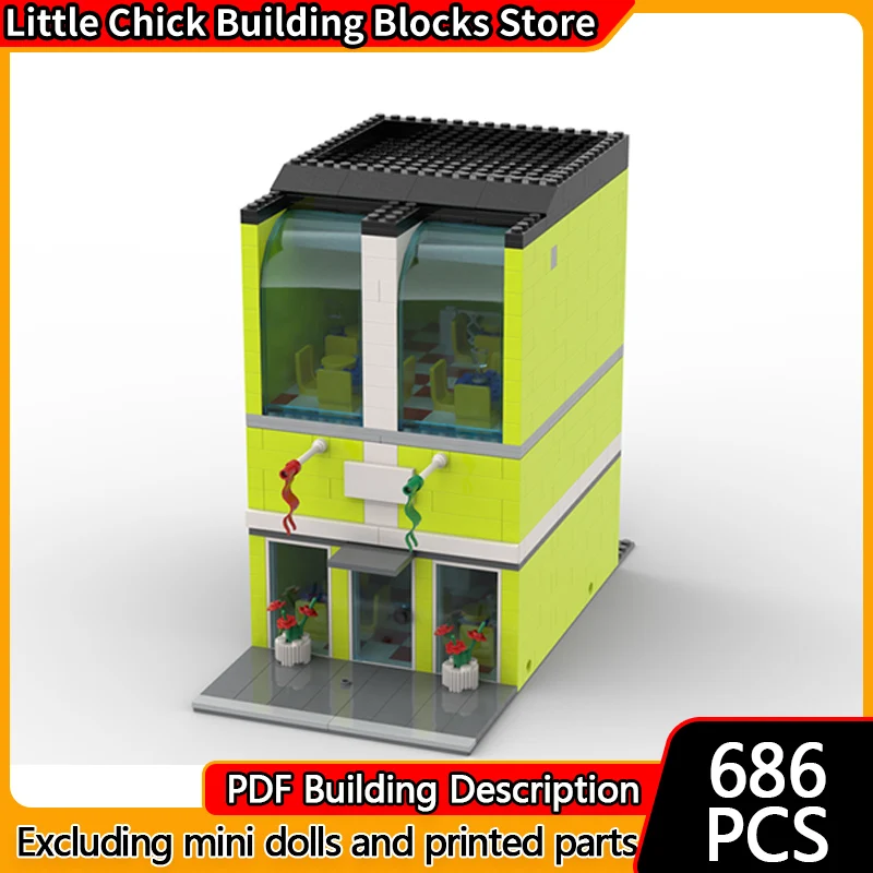 City Street View Model MOC Building Bricks City Pizza Shop Modular Technology Children Holiday Gifts Assemble Toys Suit