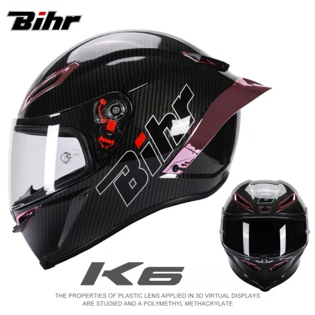 Italy Bihr Motorcycle Helmet Carbon Fiber Pattern Full Face Capacete Colour Lens DOT ECE  Motorbike Road Riding Casco For Honda