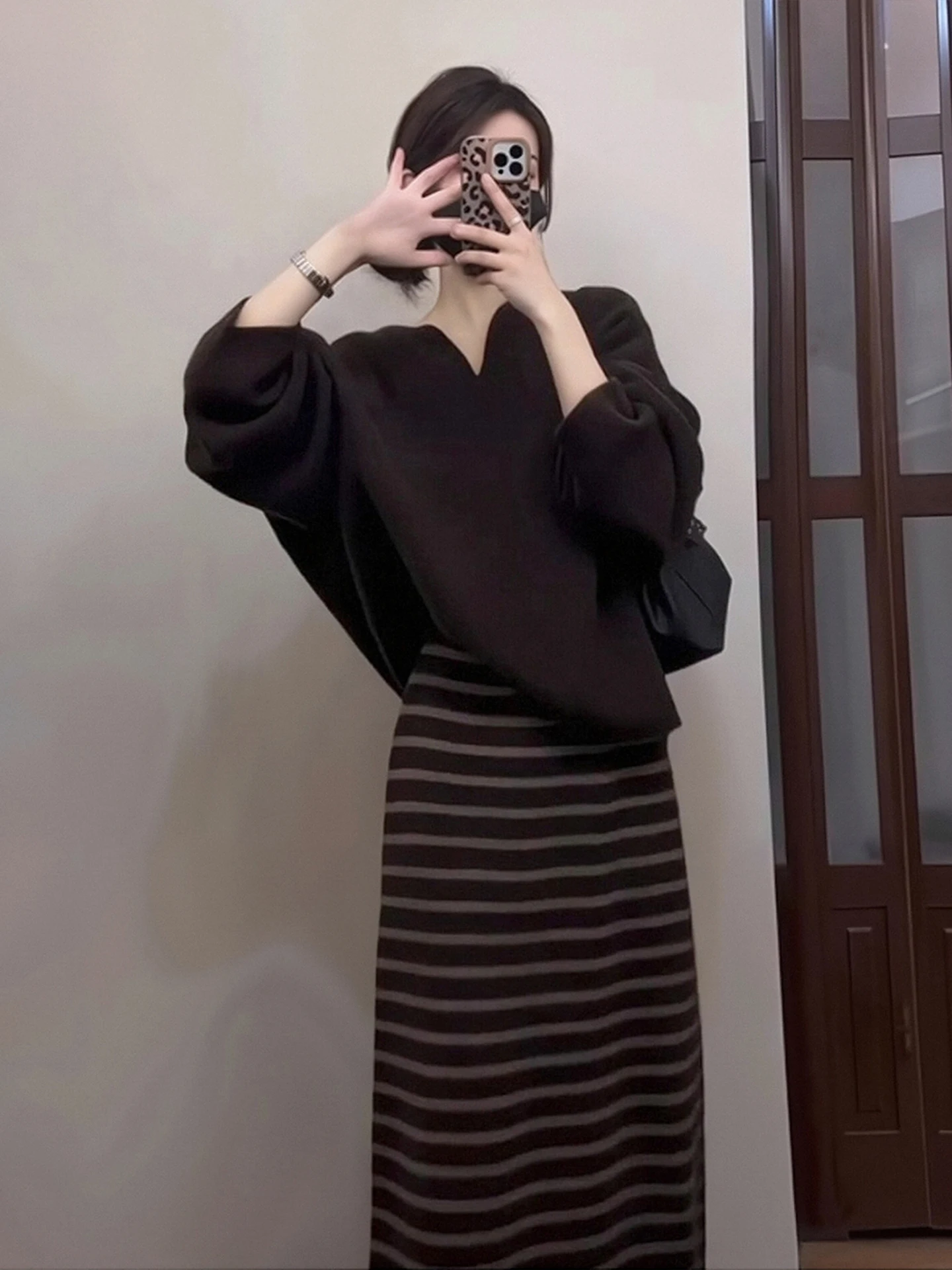 

Winter Knitted Sweater And f Skirt Set Women's Loose Fit Comfortable Casual Sle plus Size Faion Ensemble for Adults