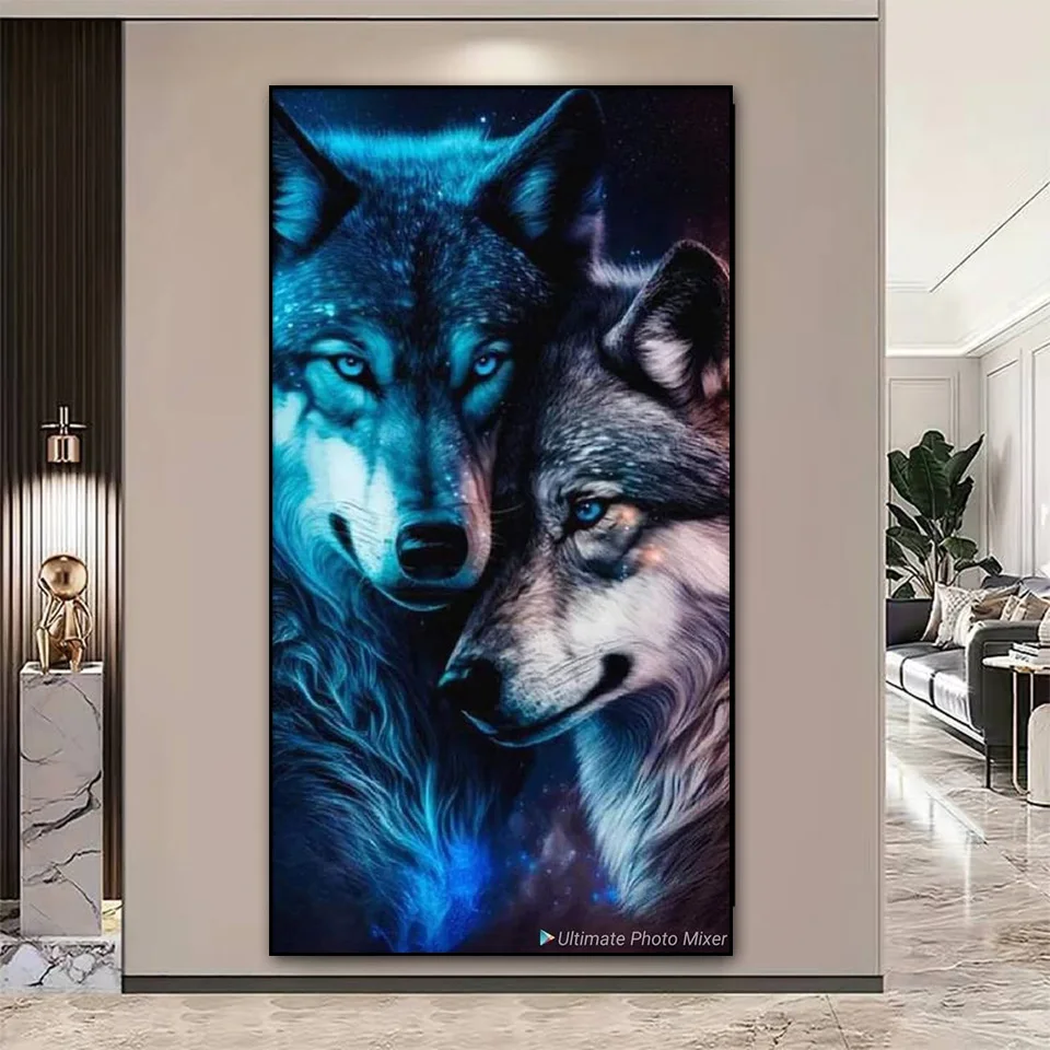 Wolves Couple Diamond paintings New 2024 5d diy diamond mosaic embroidery full drill large size Wolf Love Animal home decor