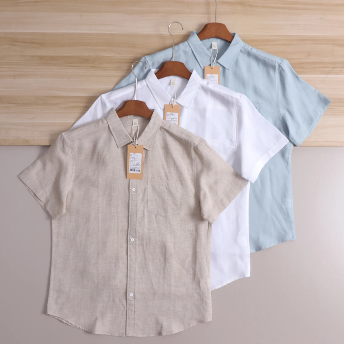 

Silk-Like Summer Men's Casual Shirt Lyocell Linen Blend Short Sleeve Pocket Shirt Breathable Lightweight Spring Summer