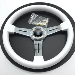 White 350MM Universal 14Inch Racing Nardi Wood Steering Wheel Car JDM ABS Wood Steering Wheel Volantes For VW HONDA TOYOTA BMW