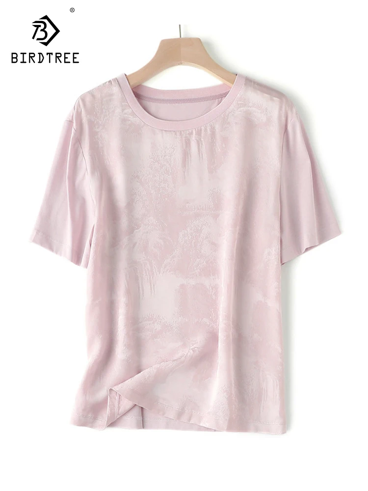 birdtree-19mm-100-real-silk-elegant-t-shirt-women-short-sleeve-jacquard-retro-commute-loose-top-2024-summer-autumn-t469108qc