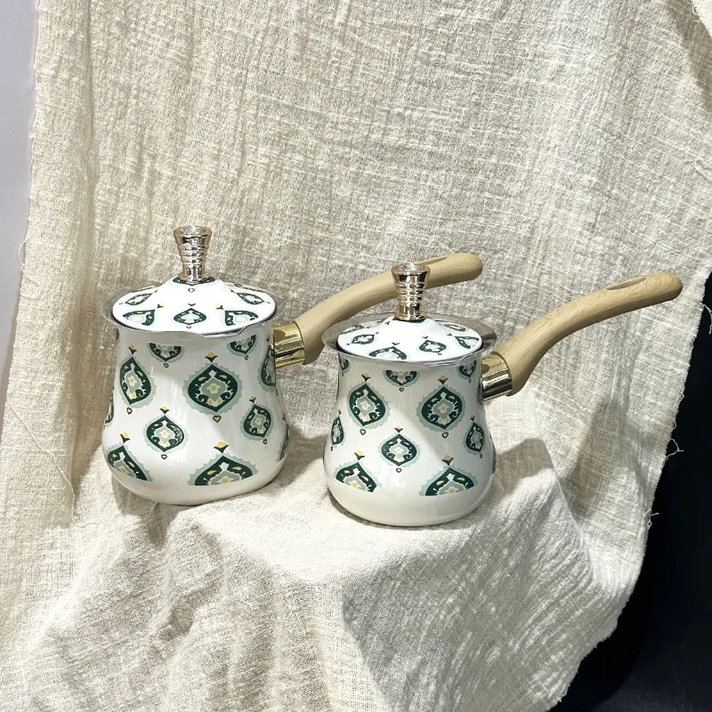 

Coffee Pot Set with Lid Butter Cup Stainless Steel Pot Single Handle Hot Chocolate Container