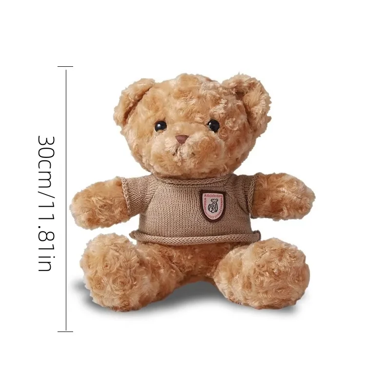 Peluche simpatico orsacchiotto da 30 cm che indossa un maglione Adorabile animale di peluche con morbido maglione orsacchiotto regalo perfetto per i bambini