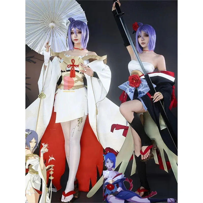 

Hottest Konan Cosplay Costume Premium Wandering Black Butterfly White Crane Anime Outfit Full Set for Fans Halloween Party Event