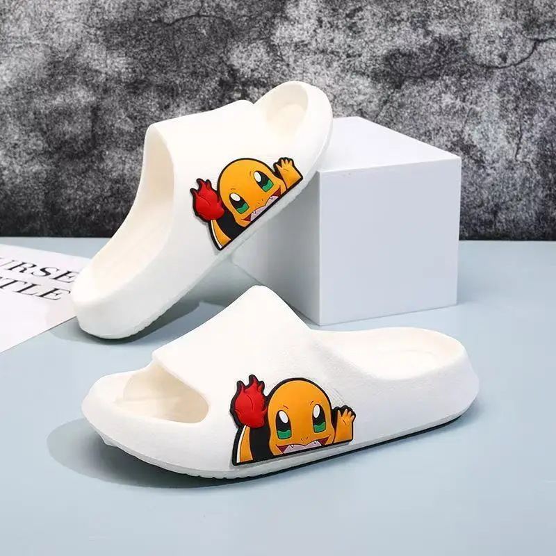 

r‌eal pictures 2025 new comfortable Pikachu cartoon royal blue yellow white black plus women girls children kids man slippers