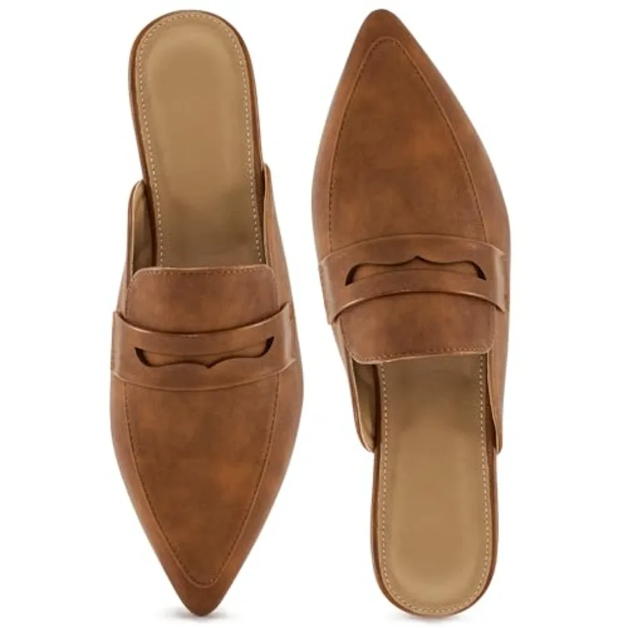 

Mules for Women Slingback Flats: Comfortable Pointed Toe Backless Loafers Business Casual Shoes Dressy Slides 202