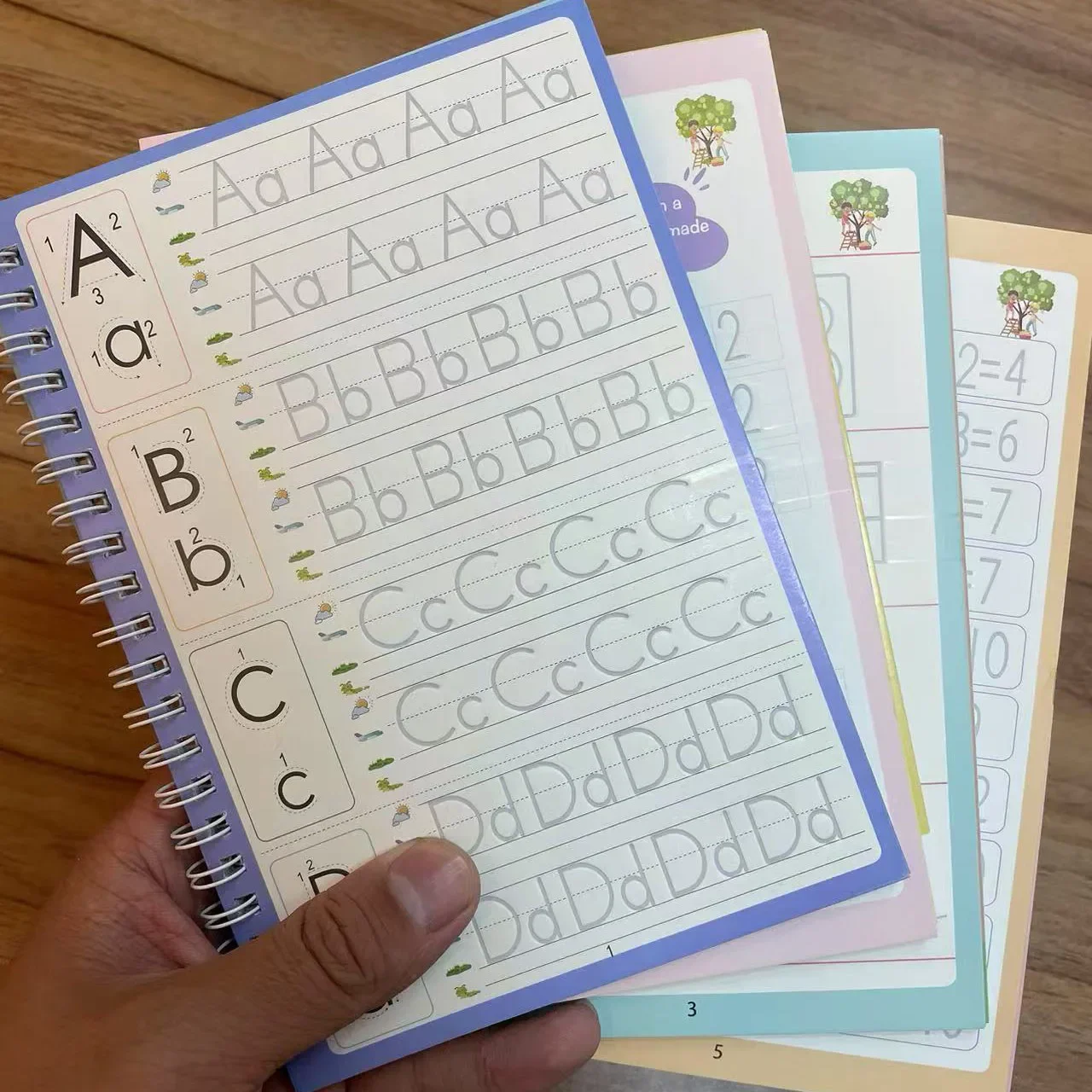 SANK Magic Writing Copybook in English Calligraphy Copy Book Montessori Kids Reusable Handwriting Practice 4 Books/Set