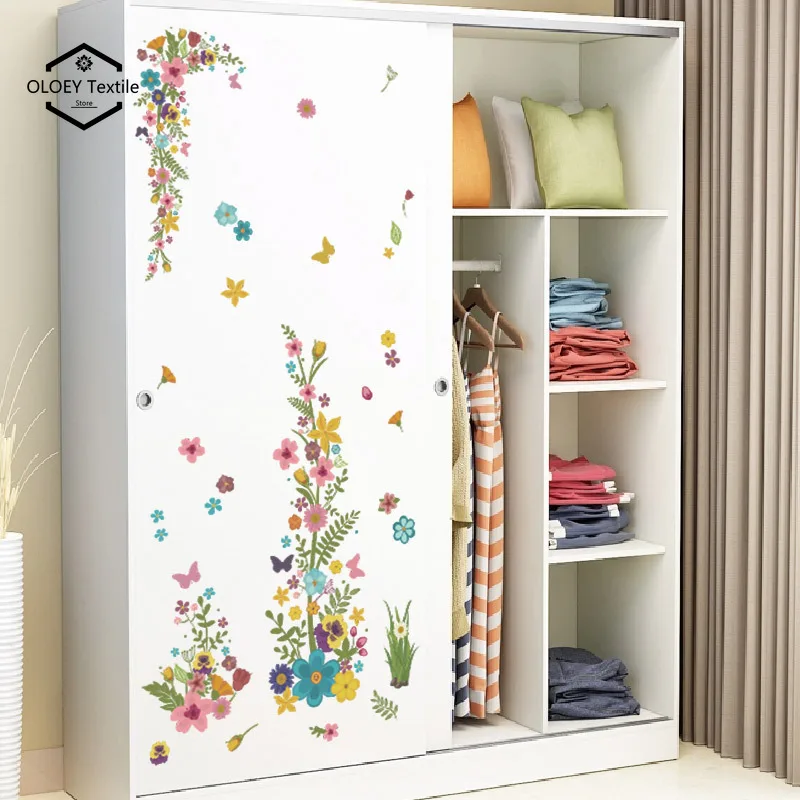 

Colorful Flower Vine Wall Stickers Bedroom Living Room Background Mural Home Decoration Beautify Wallpaper Removable Art Decals