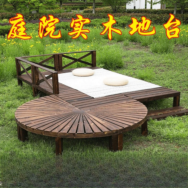 Outdoor wooden floor, platform steps balcony leisure courtyard solid wood, platform garden tatami waterproof combination