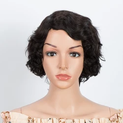Short Pixie Bob Cut Human Hair Wigs With Bangs Loose Body Glueless Wig Highlight Honey Body Wave Blonde Colored Wigs For Women