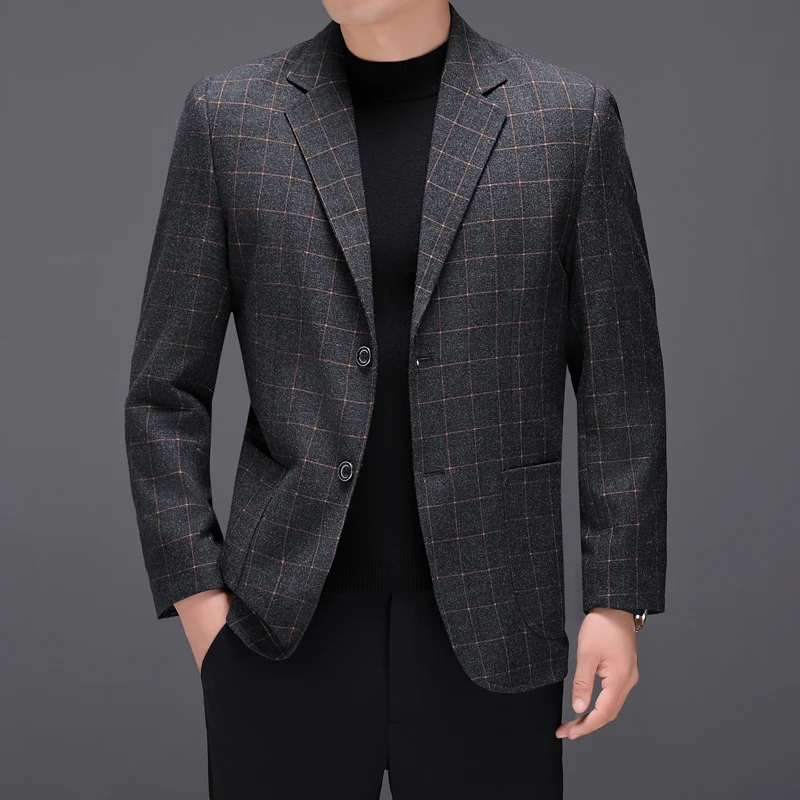 

New autumn men's fashionable checked suit, a business and casual suit jacket for young and middle-aged people