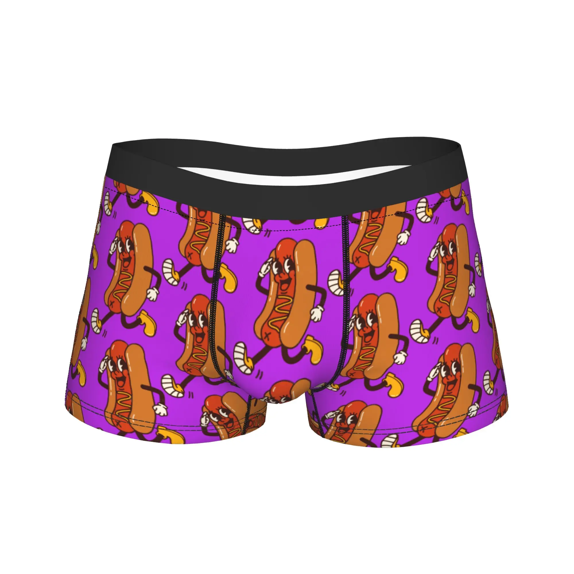 Retro Cartoon Running Salute Hot Dog Character Shorts Briefs  Underwear Trenky Men Comfortable Boxer Shorts Oversize Panties